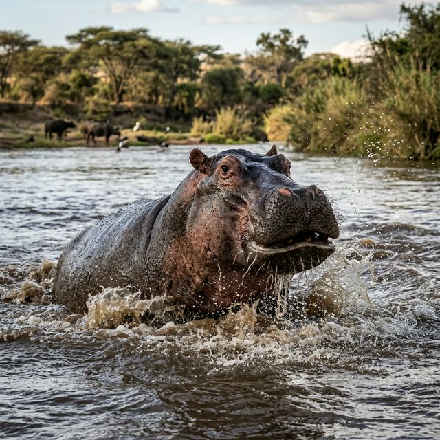 Un magnifique hippopotame dans l'eau